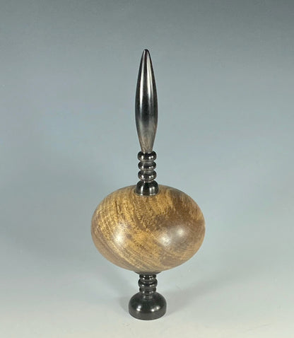 SUSPENDED HOLLOW FORM TURNED FROM CLARO WALNUT AND AFRICAN BLACKWOOD