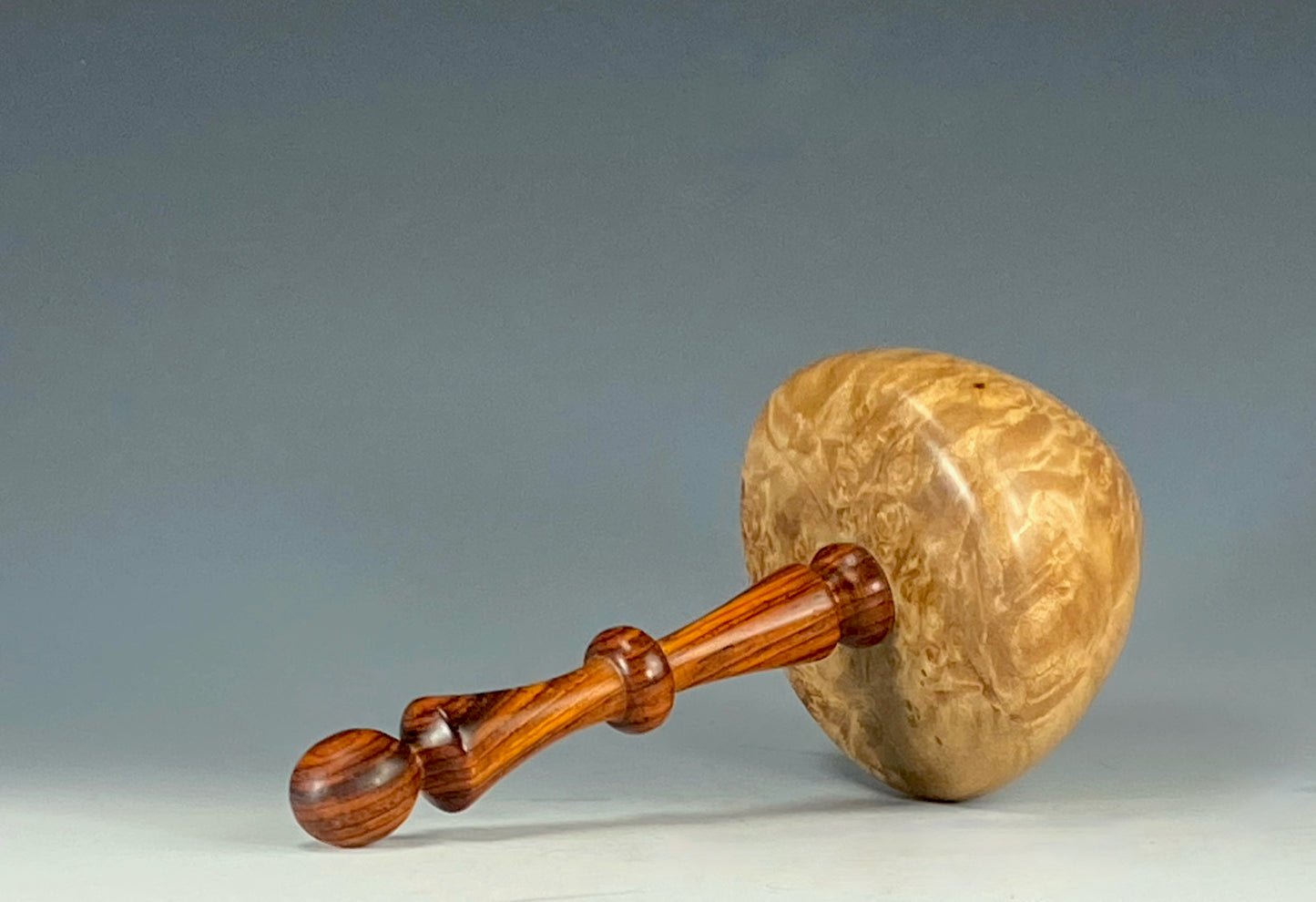 HOLLOW FORM TURNED FROM MAPLE BURL, WITH COCOBOLO ROSEWOOD FINIAL