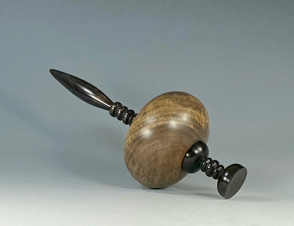 SUSPENDED HOLLOW FORM TURNED FROM CLARO WALNUT AND AFRICAN BLACKWOOD